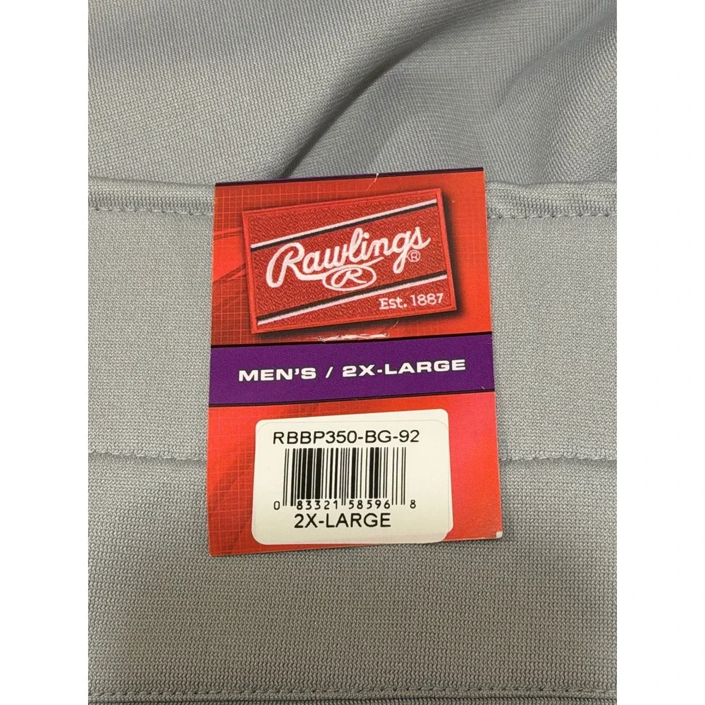 Rawlings Men's Adult 2X Large Gray Baseball Softball Pants RBBP350 New With Tags